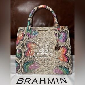 NWT Brahmin Small Caroline Charming Python Melbourne Satchel Snake Colorful
